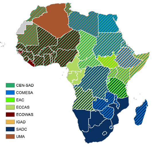 図 3 アフリカにおける地域経済共同体とその加盟国